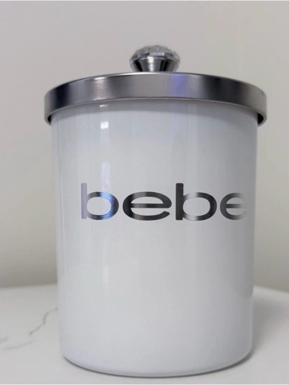 bebe White & Silver Bath Jar with Metallic Lid